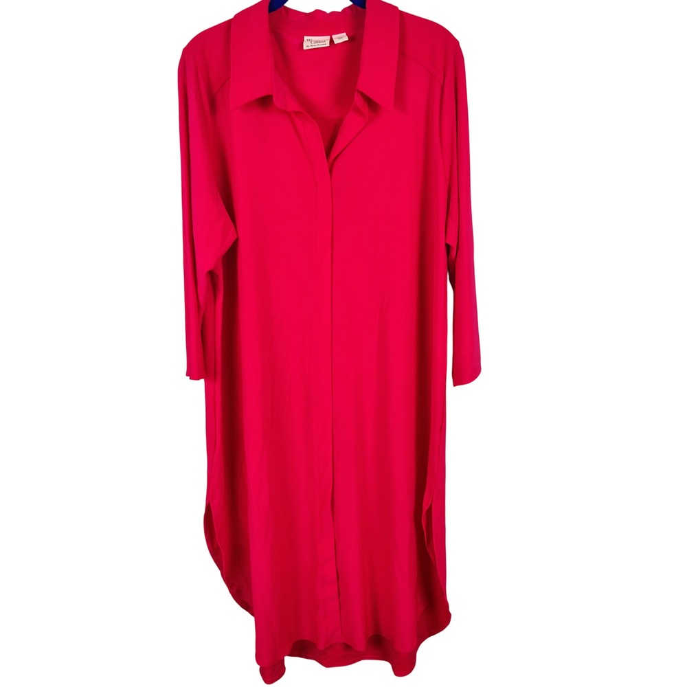 Women with Control Womens 1XT Shirt Dress Magenta Pink Stretch Barbiecore SZ 1XT